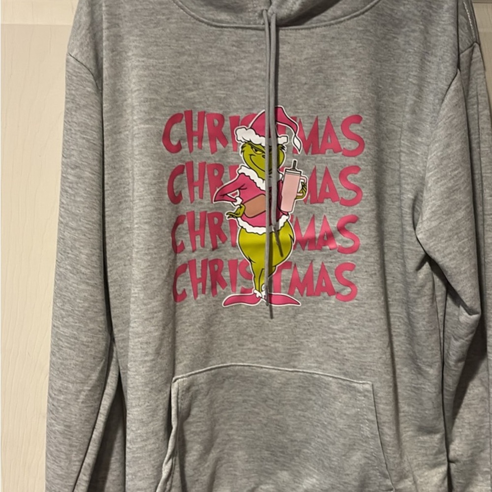 Gray Christmas Graphic Hoodie
